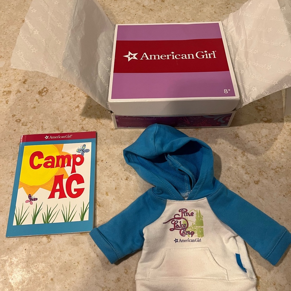 American Girl Blue and White Hoodie with Camp AG Book